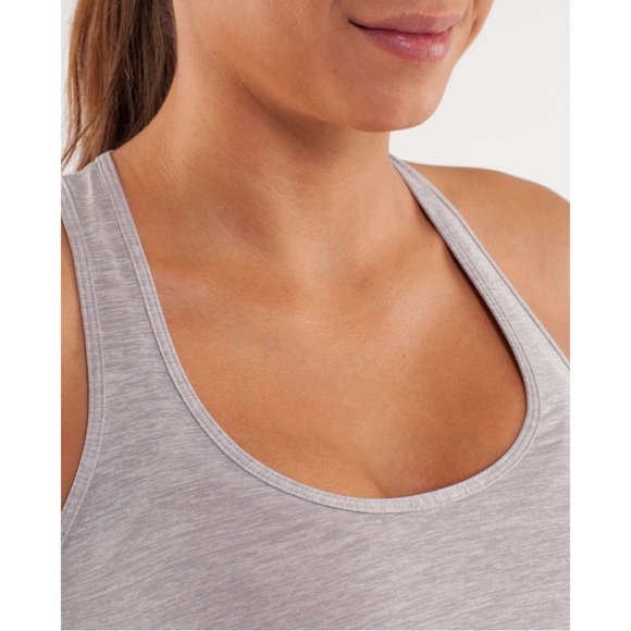 Lululemon Cool Racerback *Extra Long Metallic Silver Size 4 Workout Top - Picture 2 of 11
